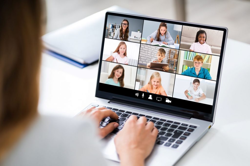 online teacher with students