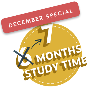 December Special: FREE Extra Study Month ( 7 Months instead of 6! )