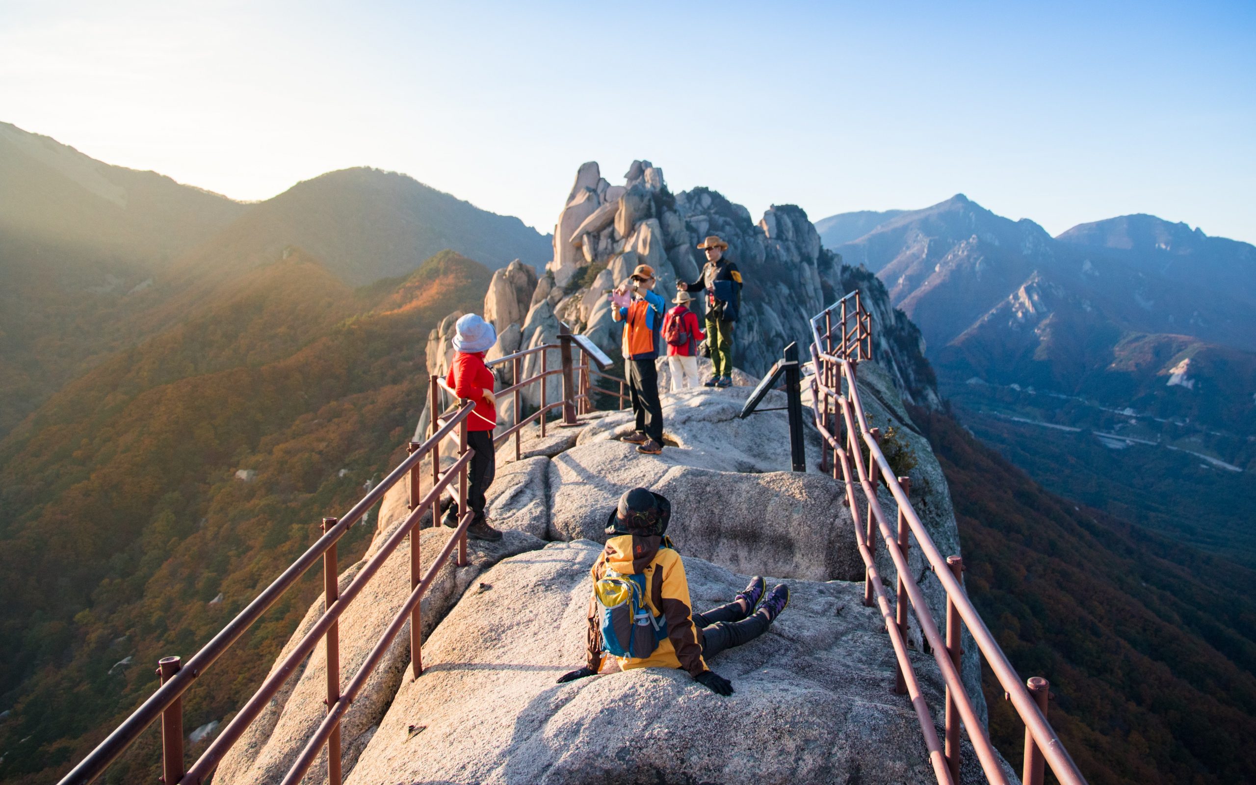 Group of people hiking in South Korea
