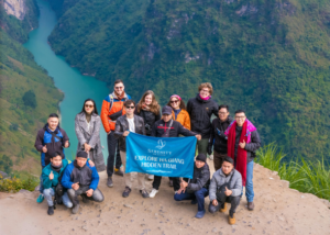 Group of international travellers exploring a hidden trail after choosing to move abroad from Ireland