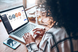 TEFL.ie course mockup showing different TEFL qualification options from 120 hours to Level 5 diplomas