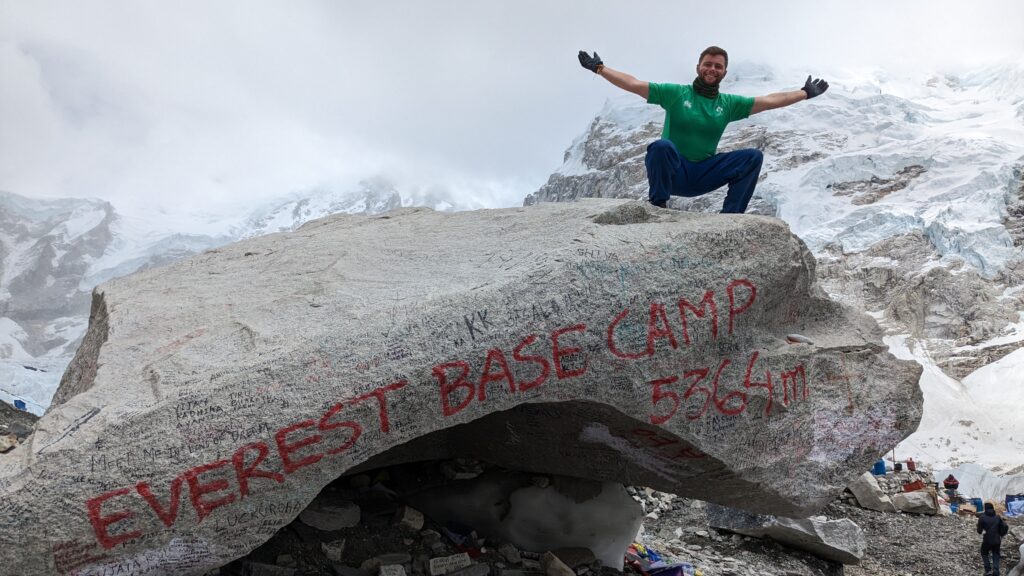 TEFL teacher Jack Cleary at Everest Base Camp during his travels across Asia