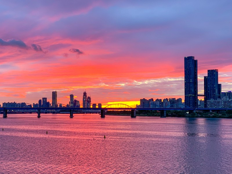 Seoul skyline at sunset