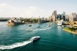 Sydney Opera House and harbour on a clear day, a key destination for TESOL qualified English teachers in Australia